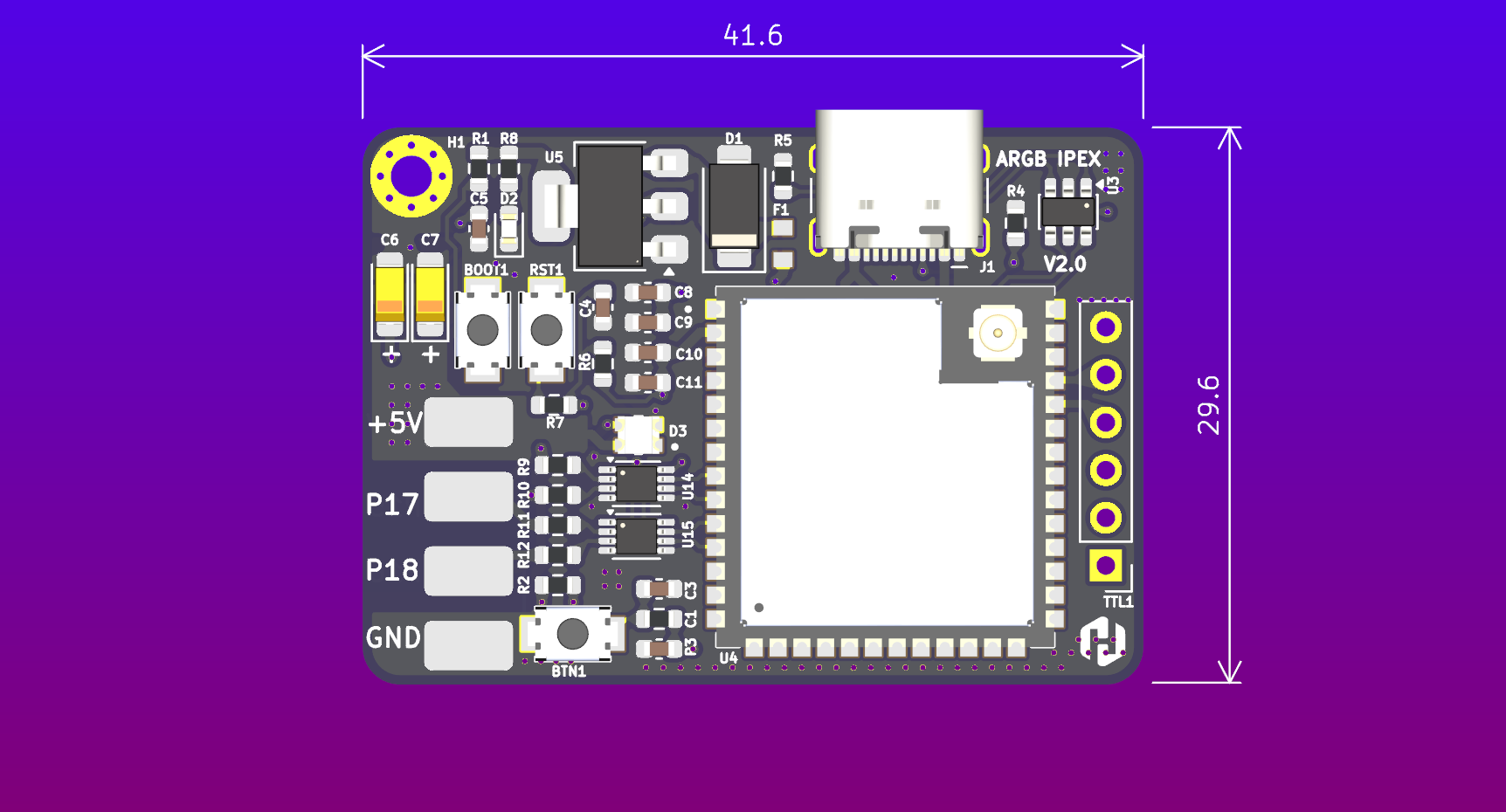 3D PCB LED PIXEL ARGB IPEX V2.0